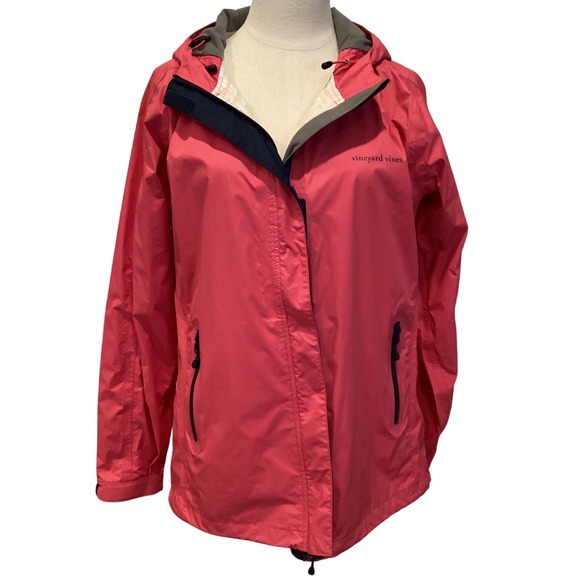 Vineyard Vines Hooded Rain Shep Jacket Watermelon Pink Coral Org $178 - Large - Picture 2 of 12
